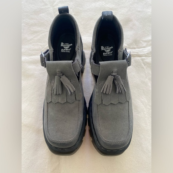 Dr. Martens Atlas Corran Mary Jane Gray Suede Platform Heeled Oxfords Women’s 11 - Picture 2 of 14